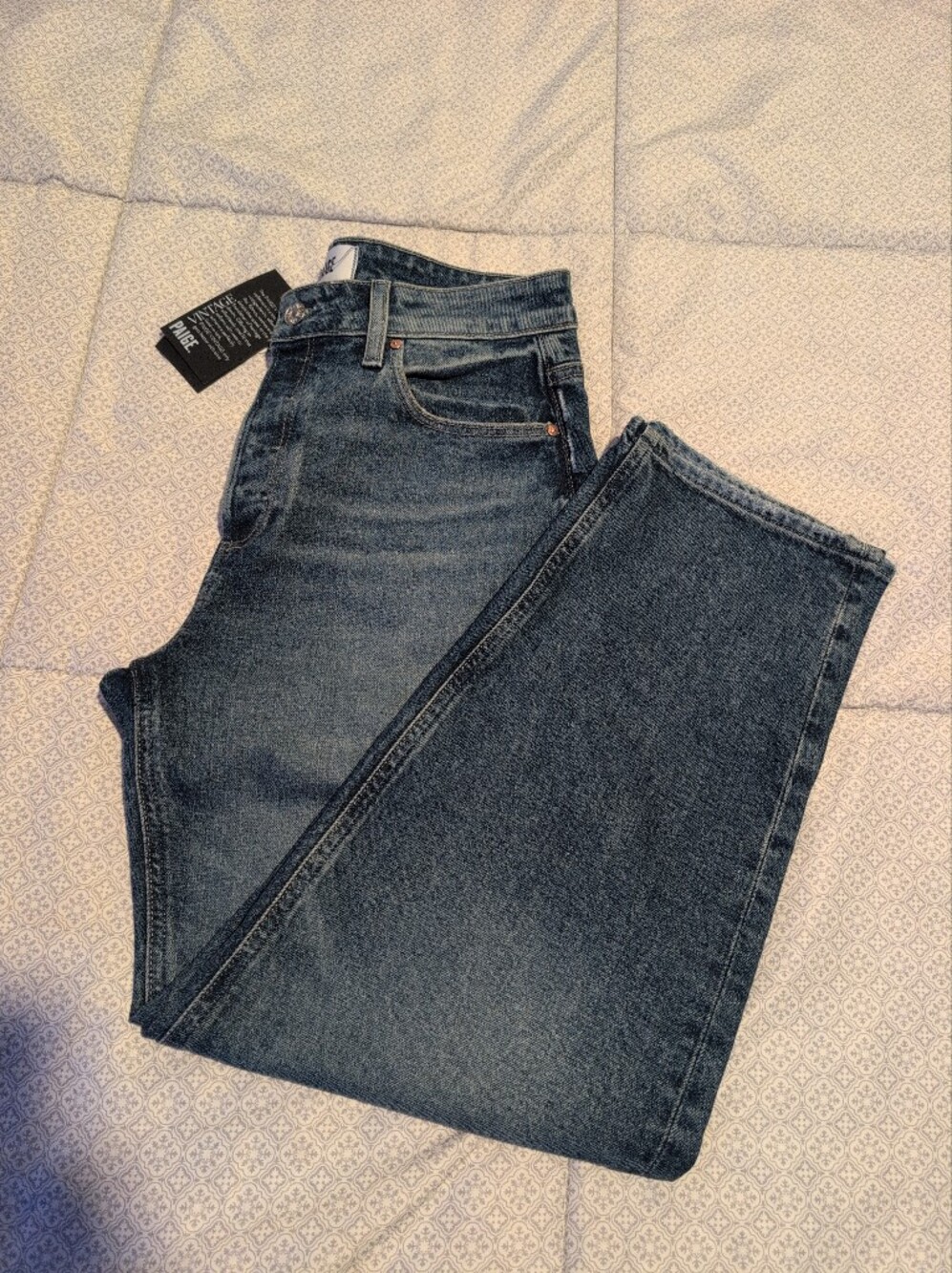 Paige Barrel Jeans Alexis Buttonfly Dark Blue Denim Women's